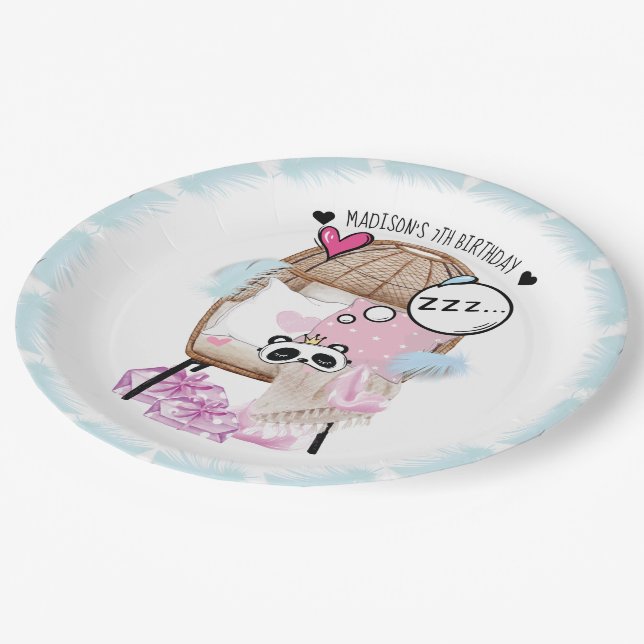 Personalized Slumber Party Girl Birthday Paper Plate (Angled)