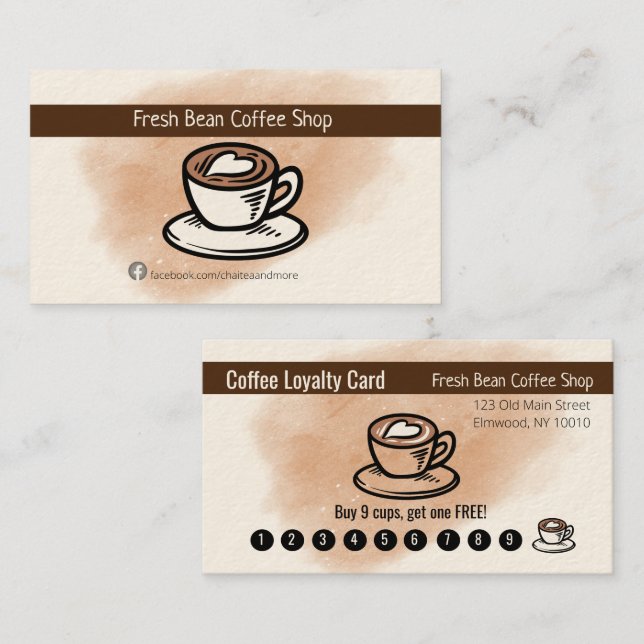 Personalized Small Coffee Shop Business Card (Front/Back)