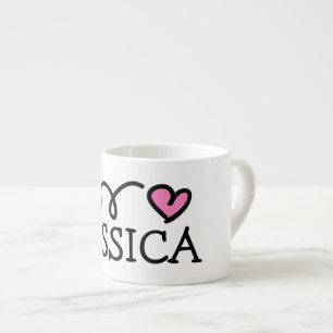 Personalized small kid's mug with cute pink heart