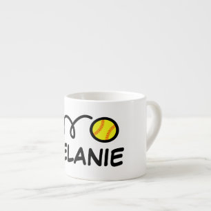 Personalized small kid's mug with cute softball