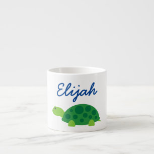 Personalized small kid's mug with green turtle