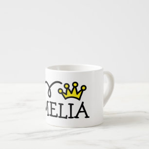 Personalized small kid's mug with princess crown