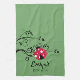 Personalized Small Lady Bug Kitchen Towel