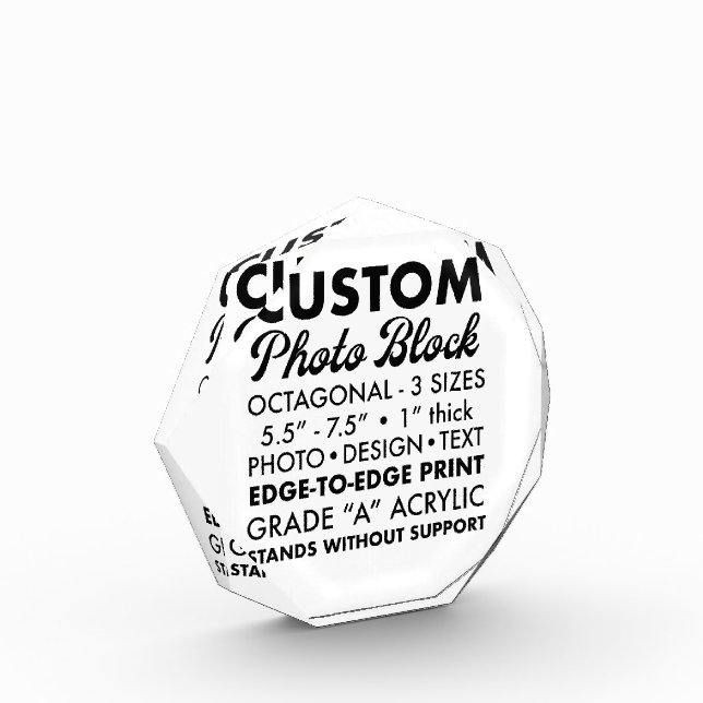 Personalized Small Octagonal Photo Paperweight Block (Left)