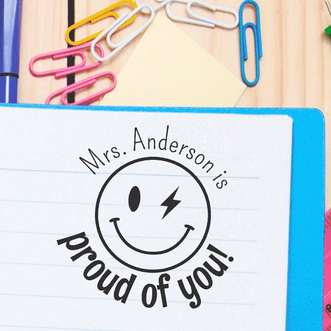 Personalized Smile Face Eomji Proud of You  Self-inking Stamp (Creator Uploaded)