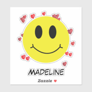 Personalized Smile Face with Hearts Emoticon