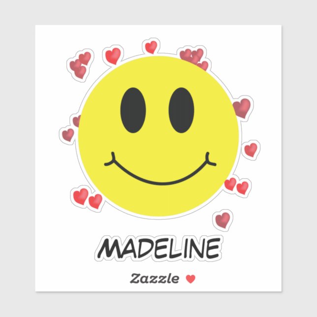 Personalized Smile Face with Hearts Emoticon (Sheet)