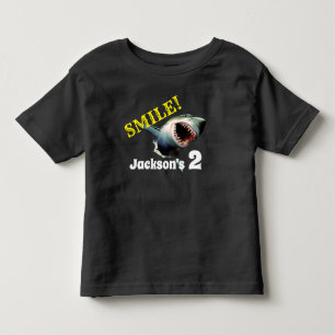 Personalized "Smile" Shark Birthday Toddler T-shirt