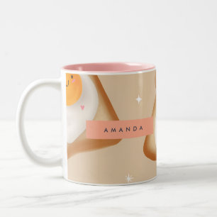 Personalized Smiley Toast and Egg Pattern Two-Tone Coffee Mug