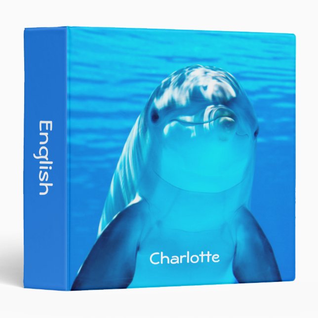 Personalized Smiling Dolphin Underwater Sea Life Binder (Front/Spine)