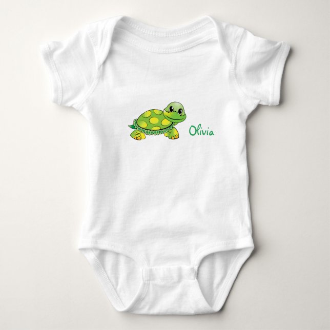 Personalized smiling turtle baby bodysuit (Front)