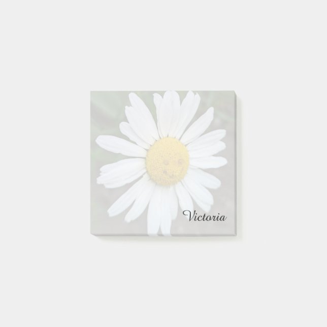 Personalized Smiling White Daisy  Post-it Notes (Front)