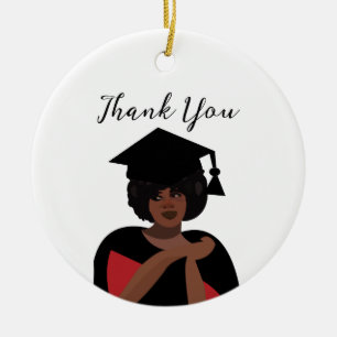 Personalized Smiling Woman Graduation Ceramic Ornament