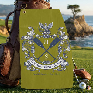 Personalized Smith Invitational Crest & Oars Olive Golf Towel