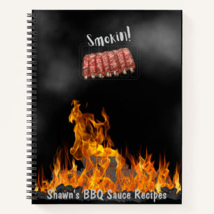 Personalized Smokin BBQ Ribs Cookbook Notebook