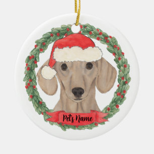 Personalized Smooth Red Dachshund Ceramic Ornament