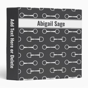 Personalized Snaffle Bits Grey and White Horse Binder