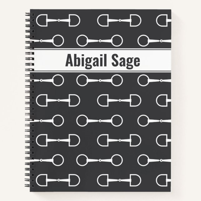 Personalized Snaffle Bits Grey and White Horse Notebook (Front)