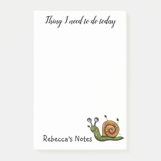 Personalized Snail To Do  Post-it Notes (Front)