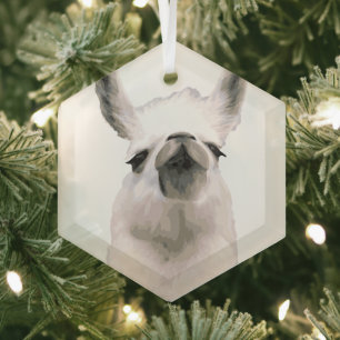 Personalized Snooty Snobby Llama Glass Ornament