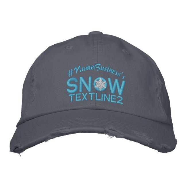 Personalized Snow Embroidered Snowflake Baby Blue Hat (Front)