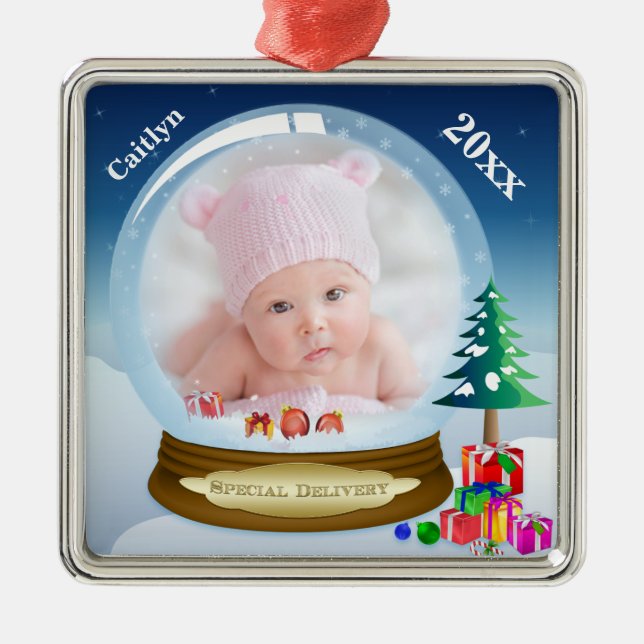 Personalized Snow Globe Photo Ornament (Front)