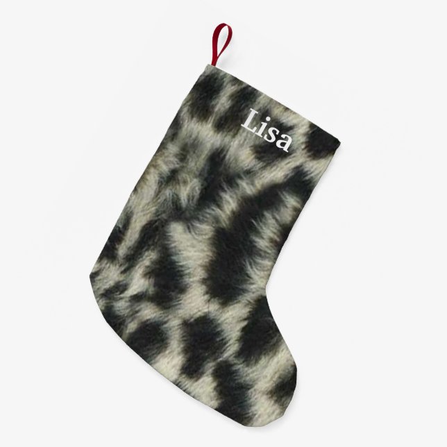 Personalized Snow Leopard Christmas Stocking (Front (Hanging))