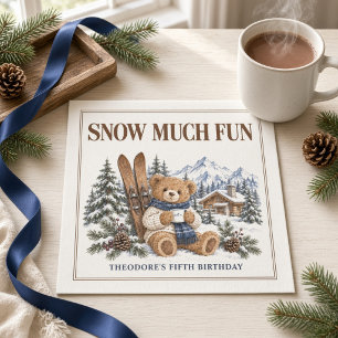 Personalized Snow Much Fun Ski Teddy Bear Napkin
