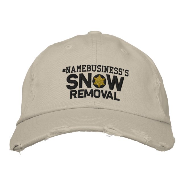 Personalized Snow Removal Snowflake Military Style Embroidered Hat (Front)