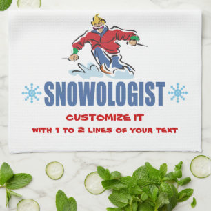 Personalized Snow Skiing Kitchen Towel
