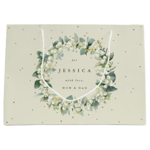 Personalized Snowberry+Eucalyptus Christmas Large Gift Bag