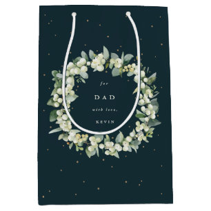 Personalized Snowberry+Eucalyptus Christmas Medium Gift Bag