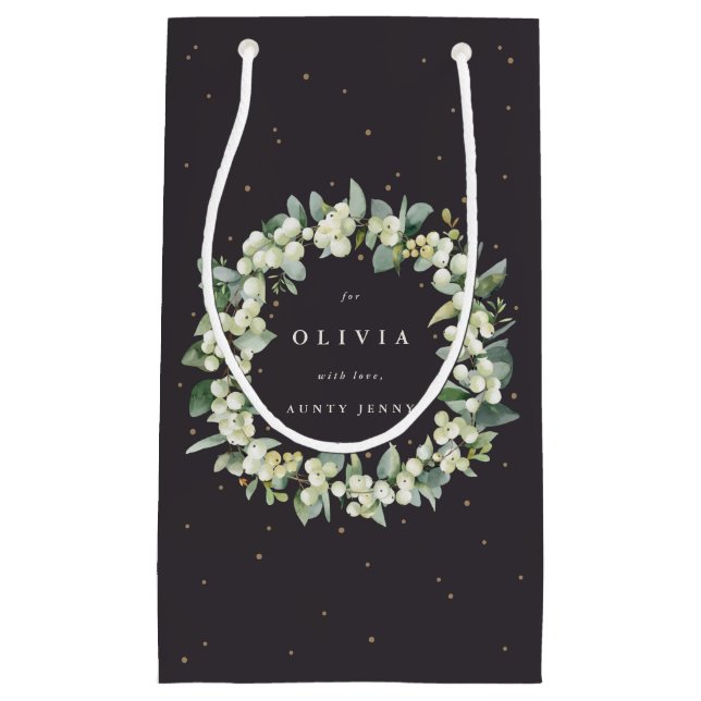 Personalized Snowberry+Eucalyptus Christmas Small Gift Bag (Front)