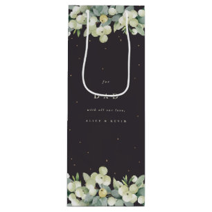 Personalized Snowberry+Eucalyptus Christmas Wine Gift Bag