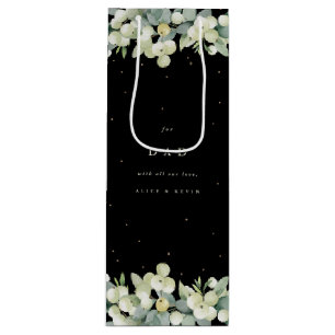 Personalized Snowberry+Eucalyptus Christmas Wine Gift Bag