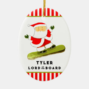Personalized Snowboarder Snowboarding Ceramic Ornament