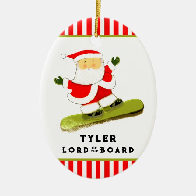 Personalized Snowboarder Snowboarding Ceramic Ornament (Front)