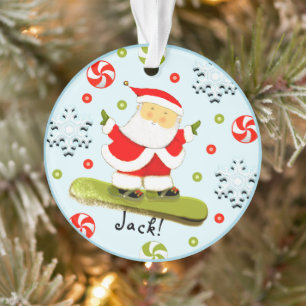 Personalized Snowboarding Christmas Collectable Ornament