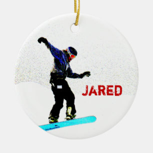 Personalized Snowboarding Christmas Ornament