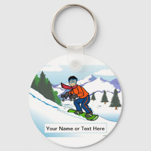 Personalized Snowboarding - Male Cartoon  Keychain