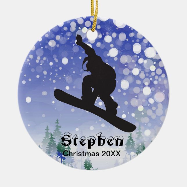 Personalized Snowboarding Ornament (Front)