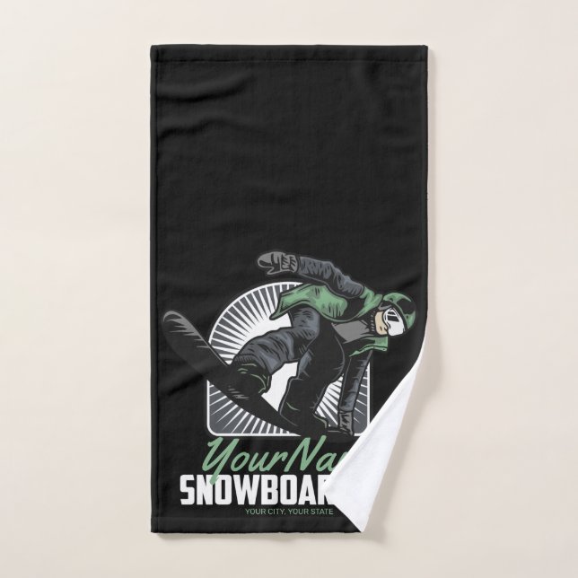 Personalized Snowboarding Snow Boarder Shredding   Bath Towel Set (Hand Towel)