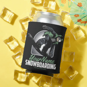 Personalized Snowboarding Snow Boarder Shredding Can Cooler