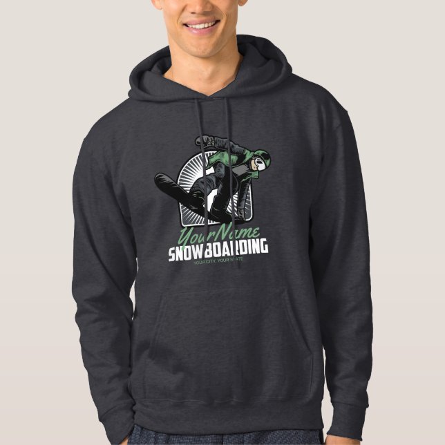 Personalized Snowboarding Snow Boarder Shredding  Hoodie (Front)