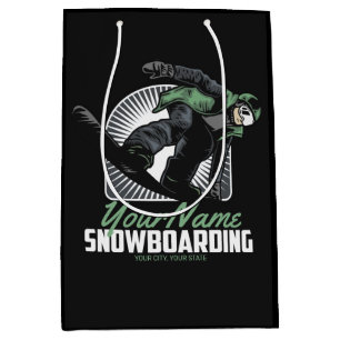 Personalized Snowboarding Snow Boarder Shredding   Medium Gift Bag