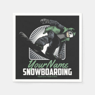 Personalized Snowboarding Snow Boarder Shredding Napkin