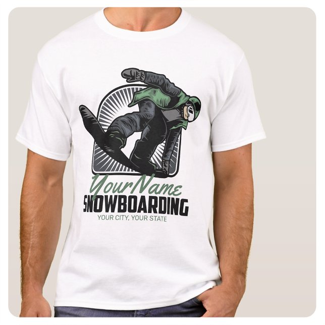Personalized Snowboarding Snow Boarder Shredding  T-Shirt (Creator Uploaded)