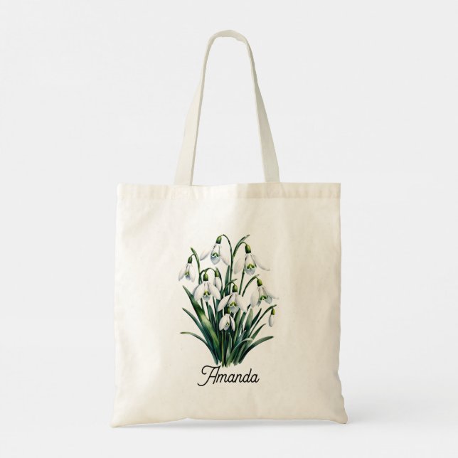 Personalized Snowdrop Floral Tote Bag – Custom Nam (Back)