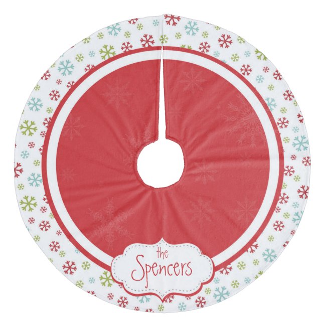 Personalized Snowflake Christmas Tree Skirt (Front)