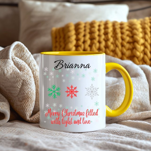 Personalized Snowflake Christmas Two-Tone Coffee Mug (Creator Uploaded)